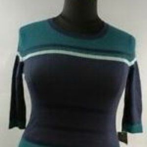 Mossimo/Target Blue Green & Purple Striped Stretch 3/4 Sleeve Sweater Dress Sz L